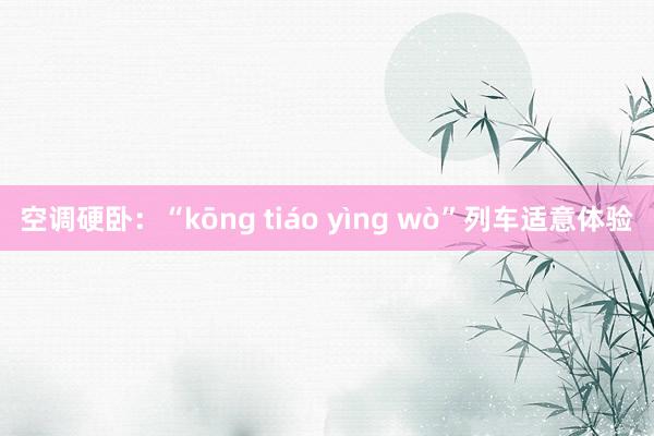 空调硬卧：“kōng tiáo yìng wò”列车适意体验